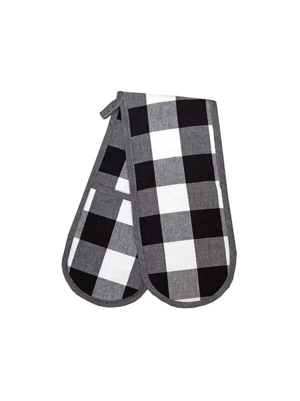 Revana Check Black Double Oven Glove Linen House